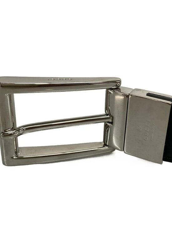 GUCCI GG Supreme 771105 Black Gray Silver PVC Leather - Belt main image 4